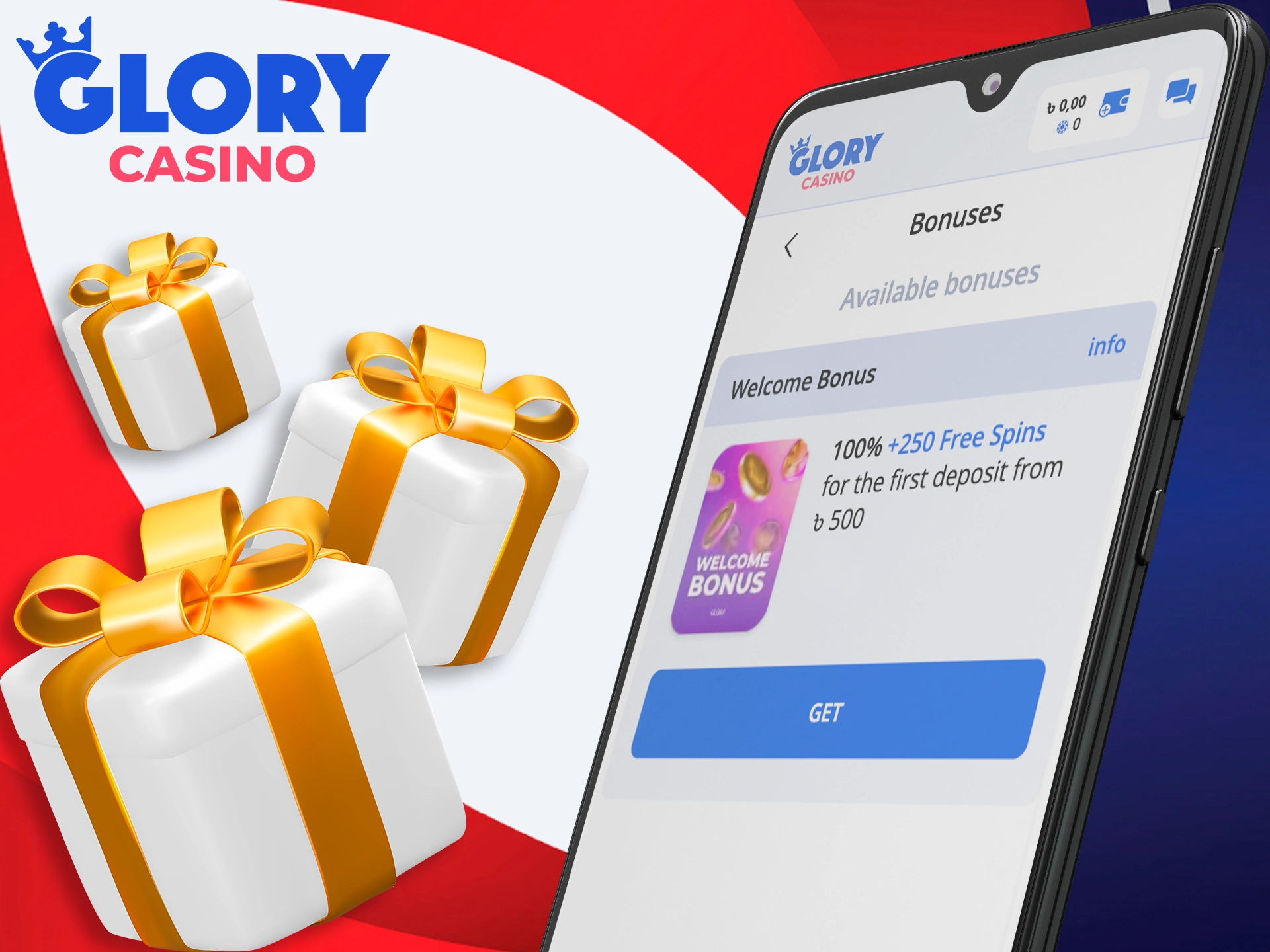 Claim your Glory Casino bonuses via the mobile app.