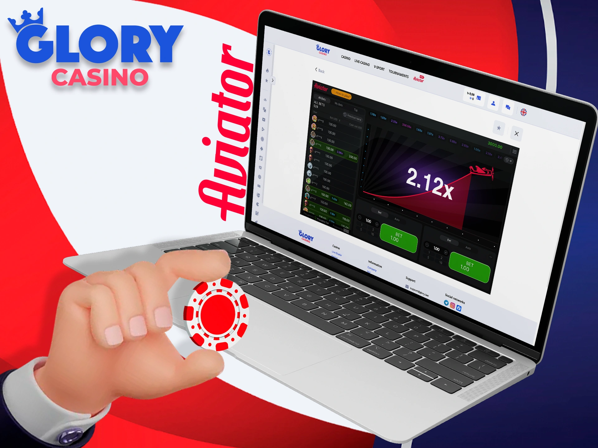 Place your bets on Aviator and chase big wins with Glory Casino.