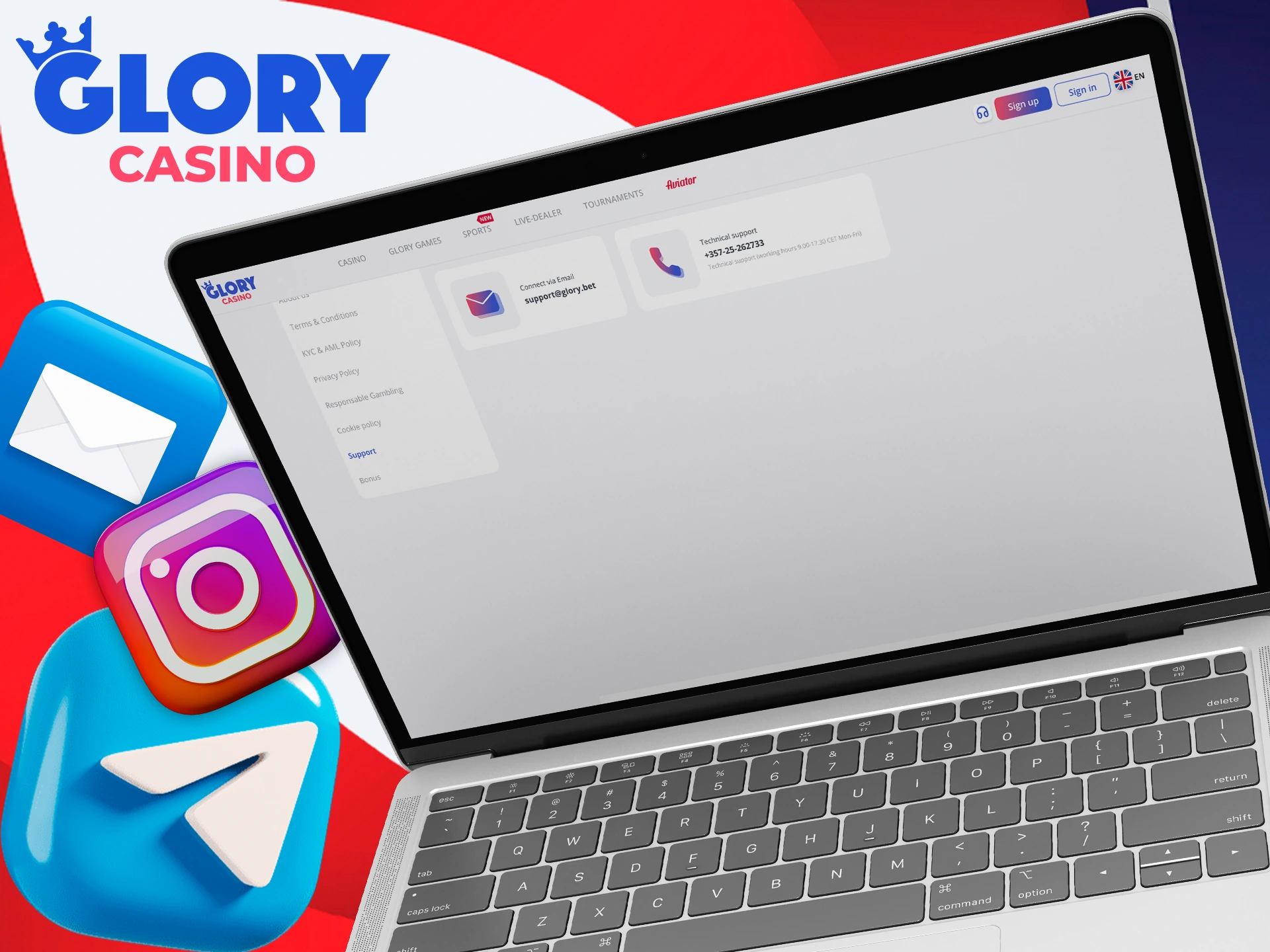 Find out which topics and issues our Glory Casino support team can help you with.