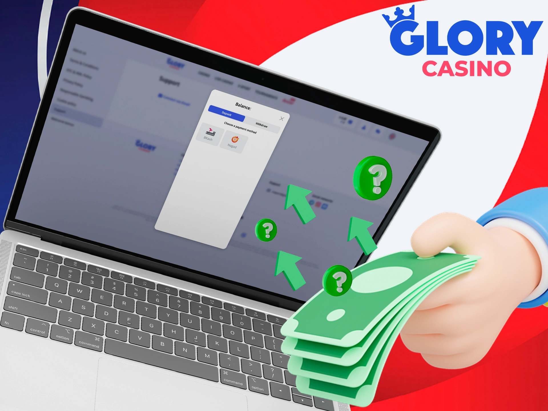 Find out how to add funds to your Glory Casino account.