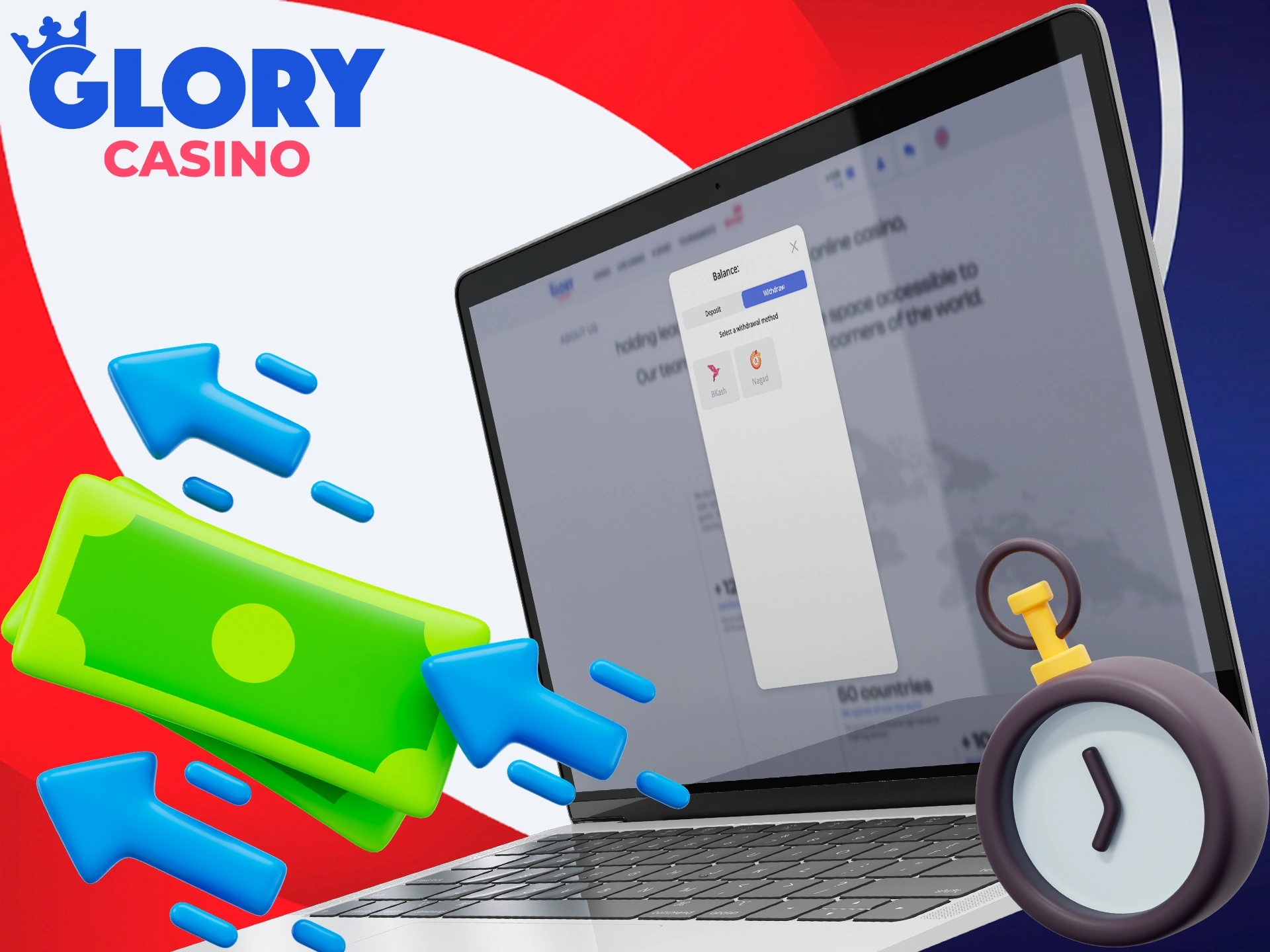 Glory Casino ensures a swift payout process for all users.