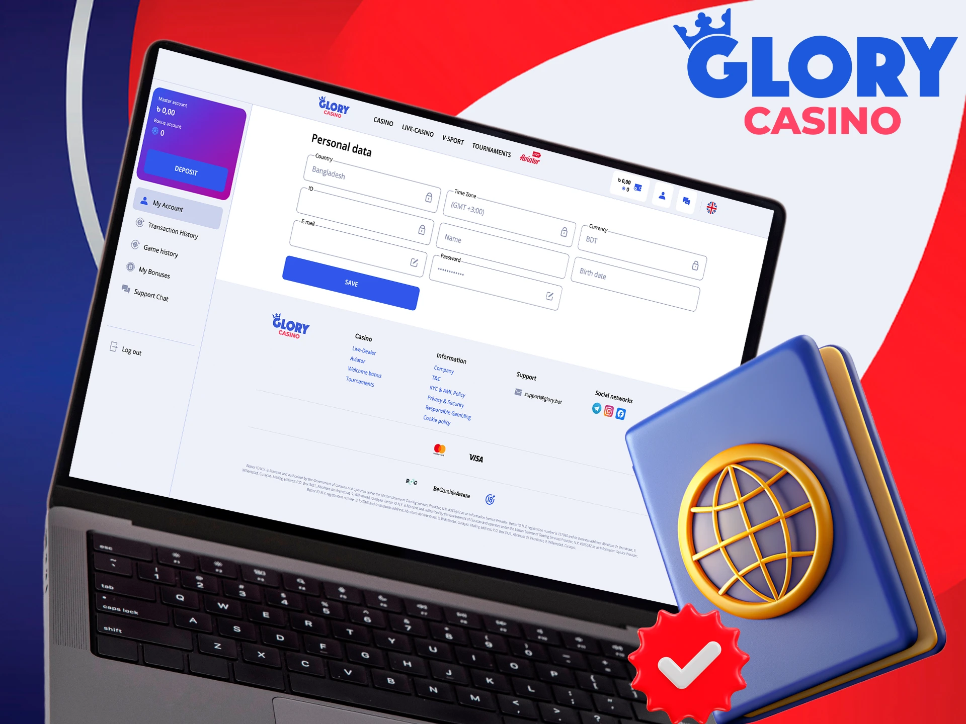 Complete your verification to unlock the full Glory Casino experience.