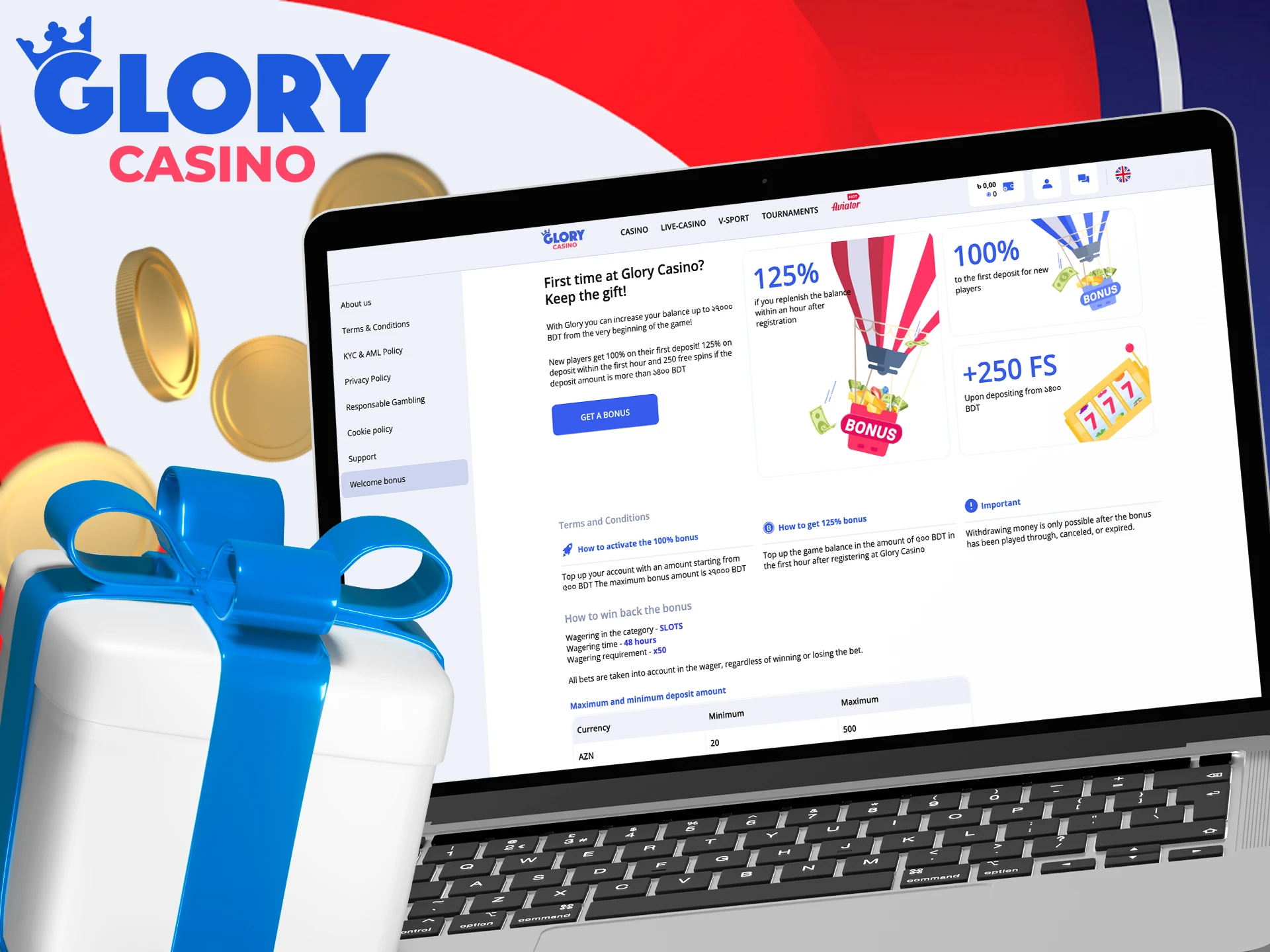 Your exclusive welcome package is waiting for you at Glory Casino.