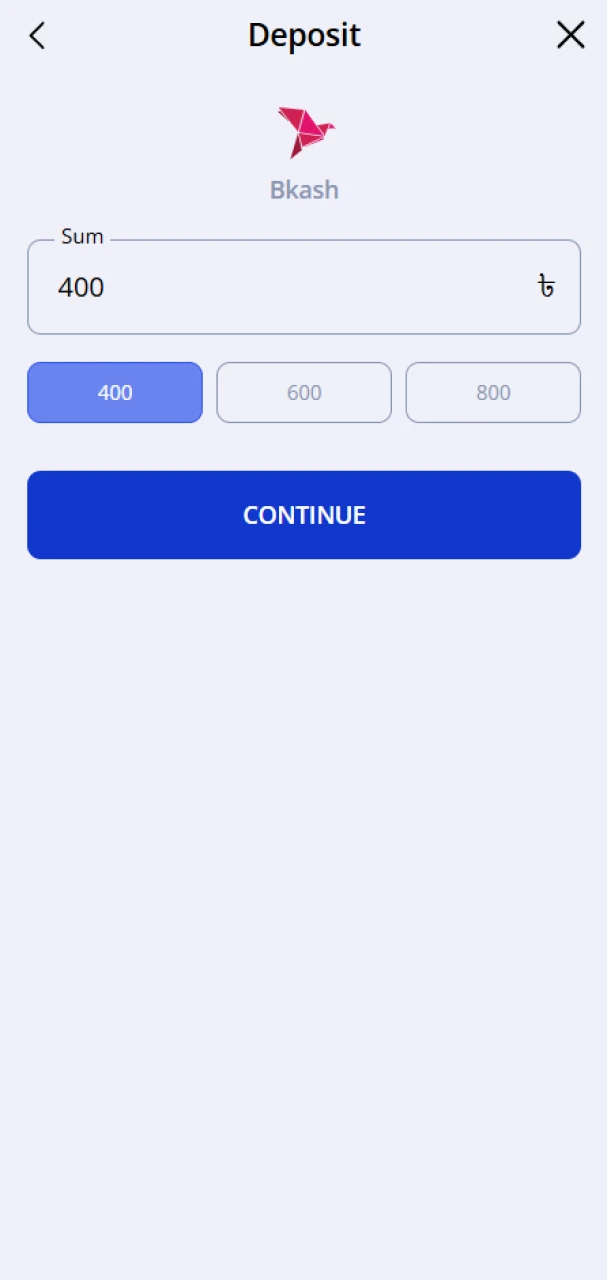 Add funds to your Glory Casino wallet to start betting.