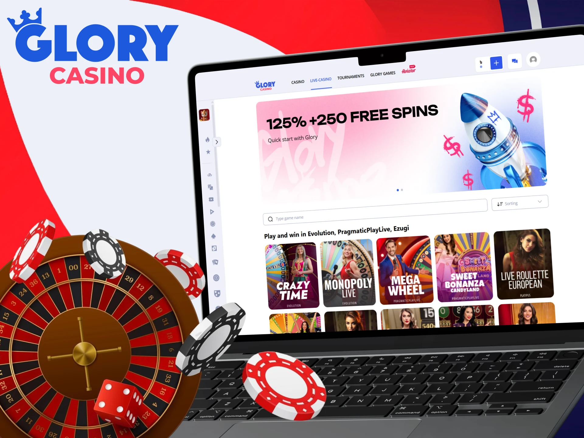 Explore the full variety of live gaming options available at Glory Casino.