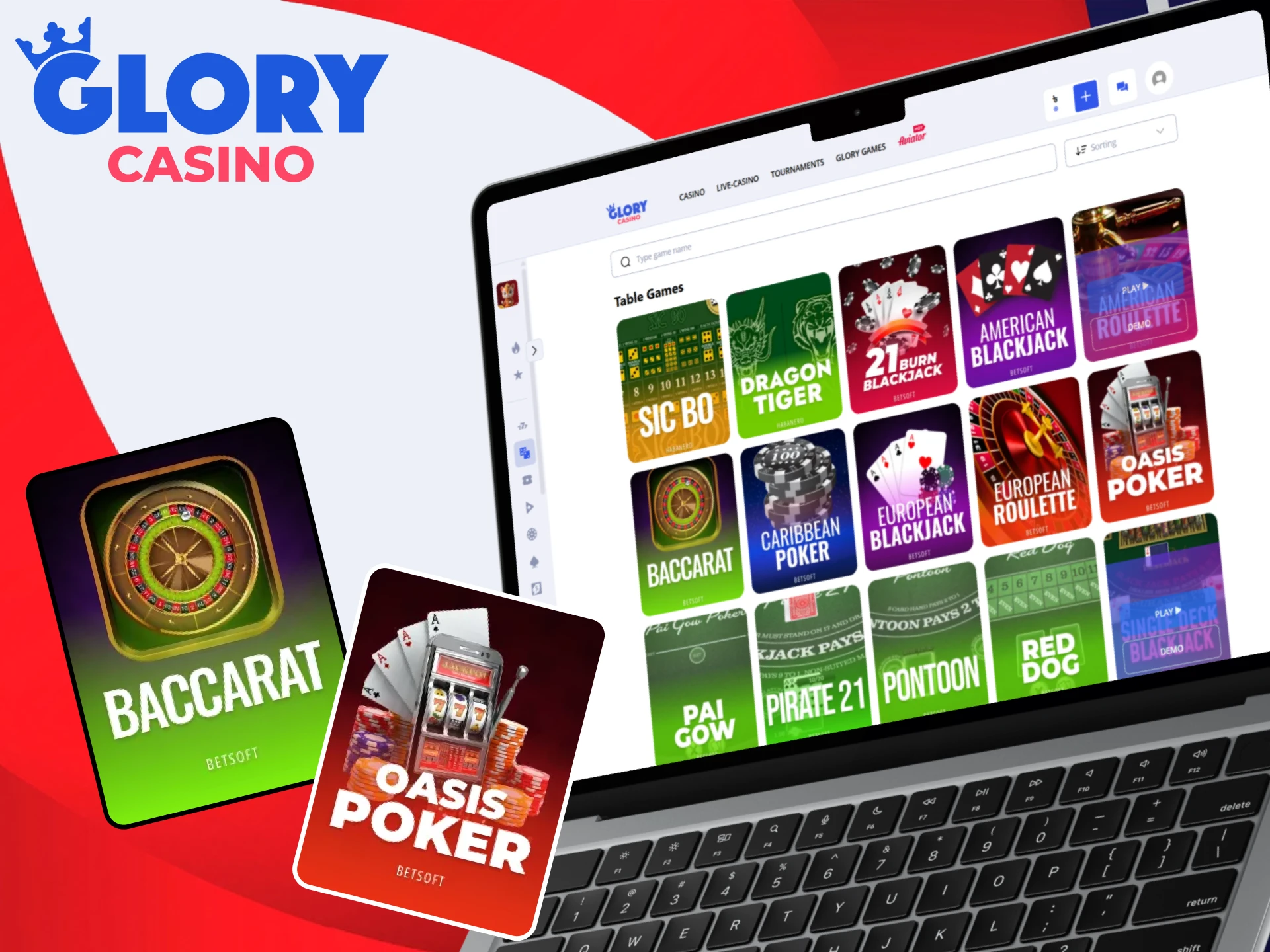 Discover the full range of table games available at Glory Casino.