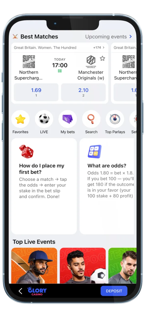 Live sports betting interface with up-to-the-minute odds and highlights.