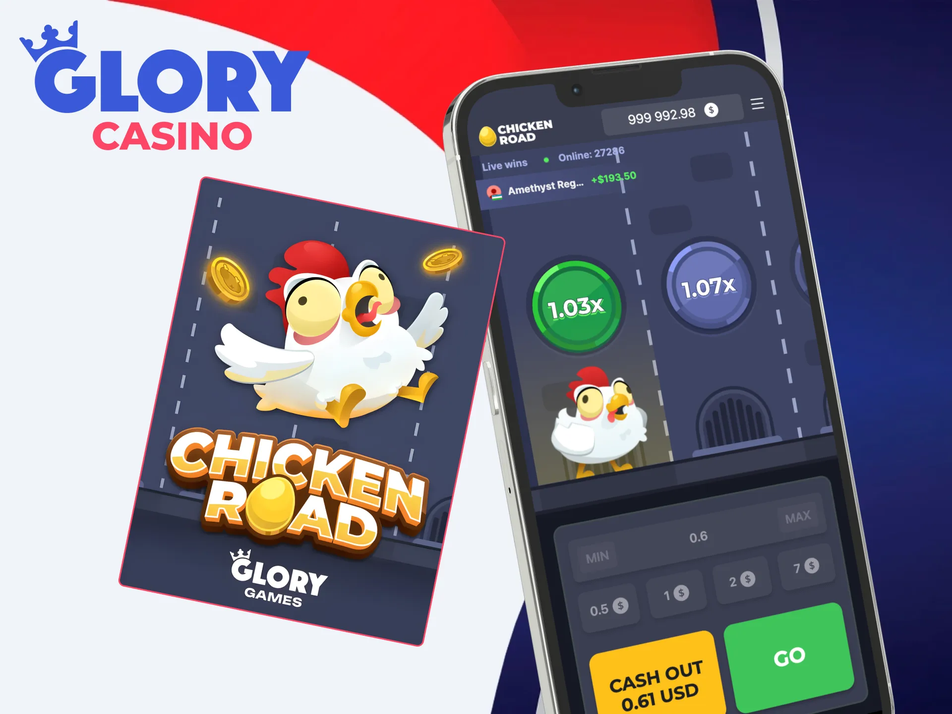 Test your luck and dodge the fire in Chicken Road at Glory Casino.