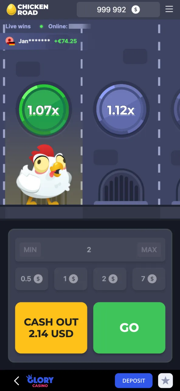 See the excitement of live Chicken Road gameplay at Glory Casino, featuring real-time bets and fast-paced action.