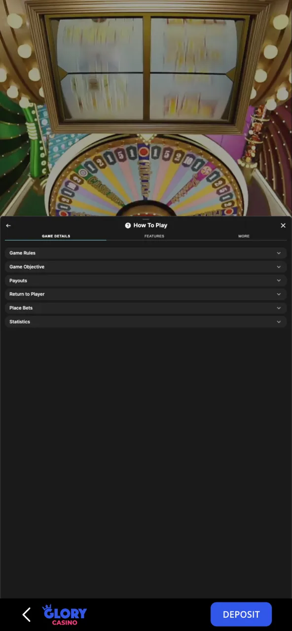 Check the gameplay guidelines and place your bets in Crazy Time at Glory Casino.