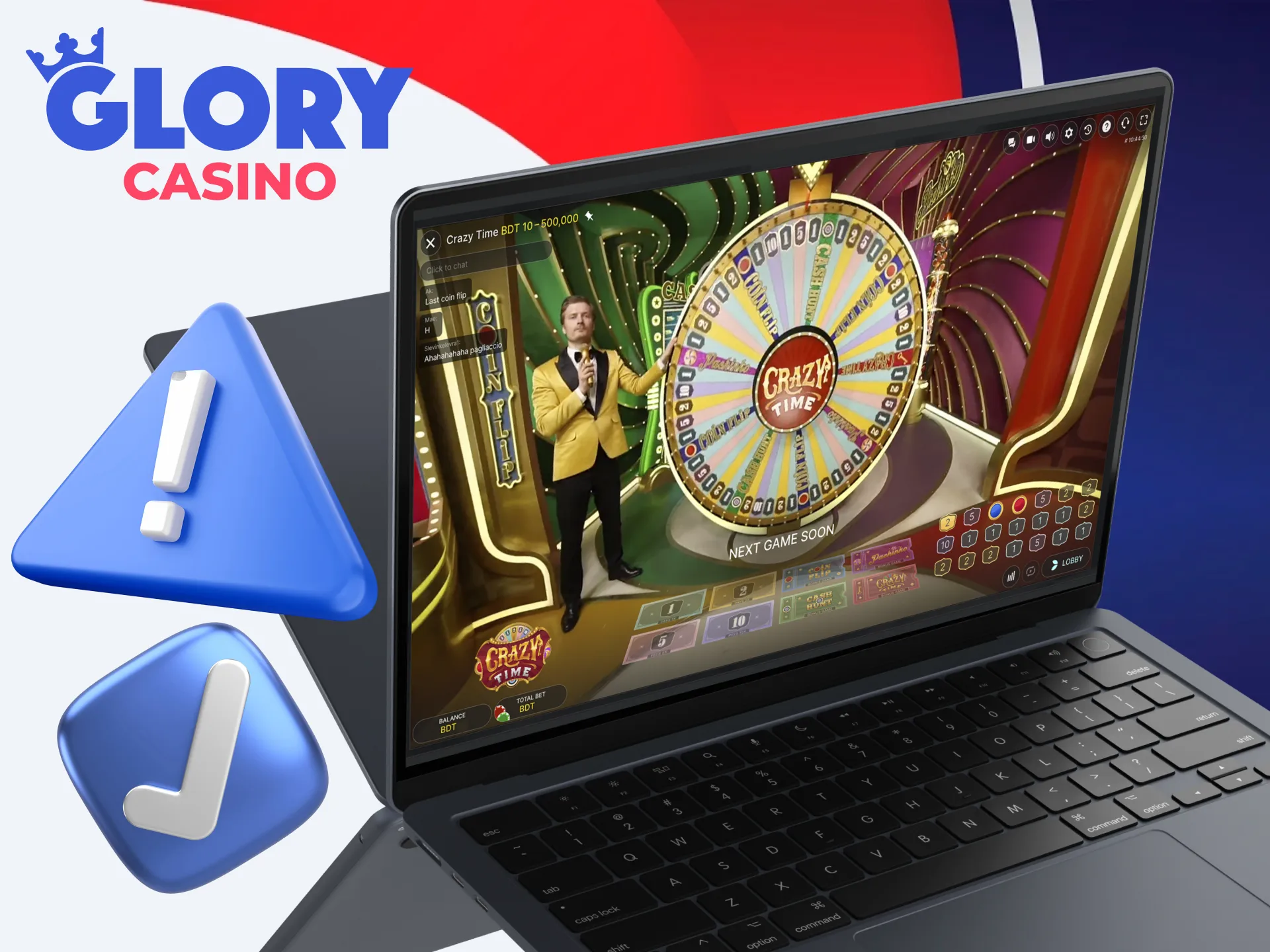 Success in Glory Casino's Crazy Time comes from a blend of smart bankroll management and bonus targeting.