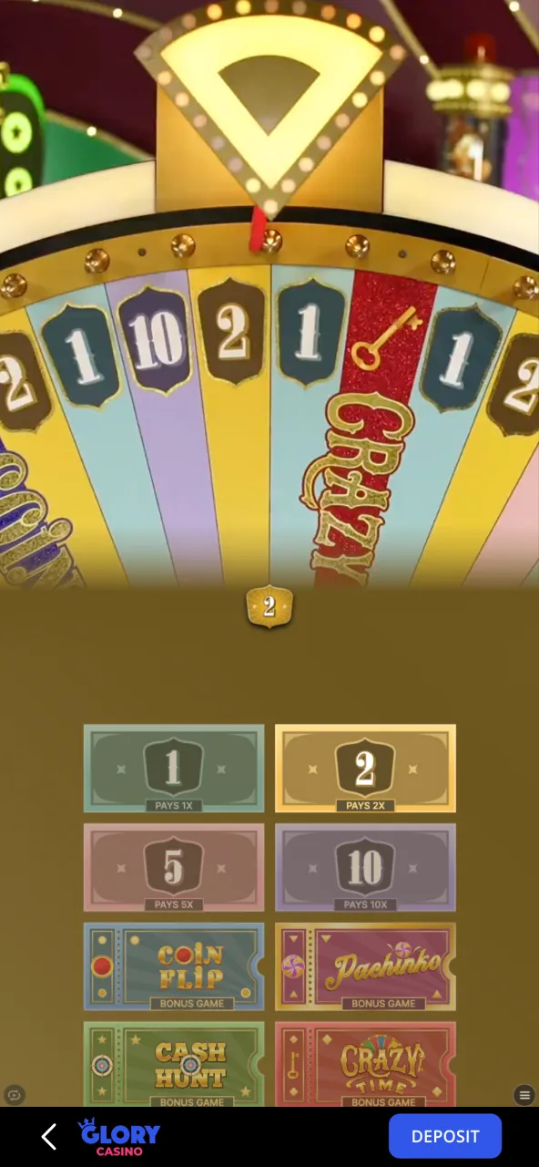 The conclusion of a round at Glory Casino, displaying final results and total payouts.