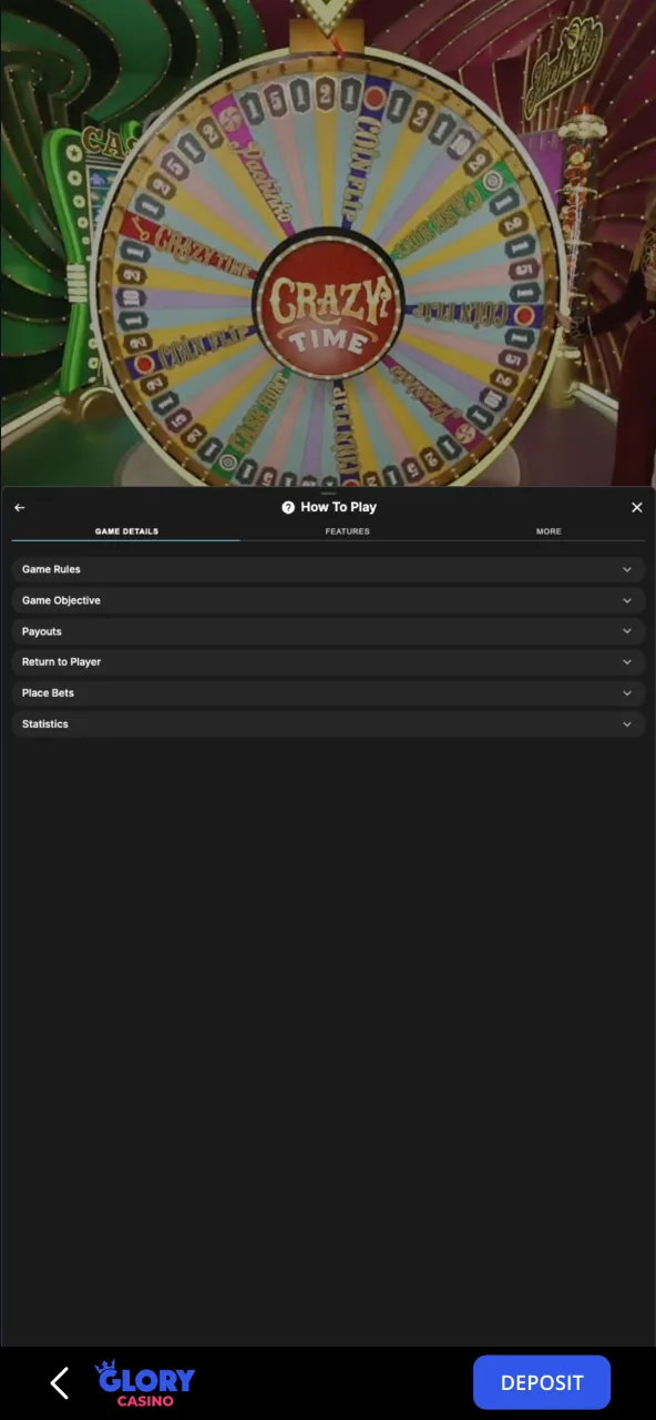 A comprehensive guide to Crazy Time's rules and bonus mechanics at Glory Casino.
