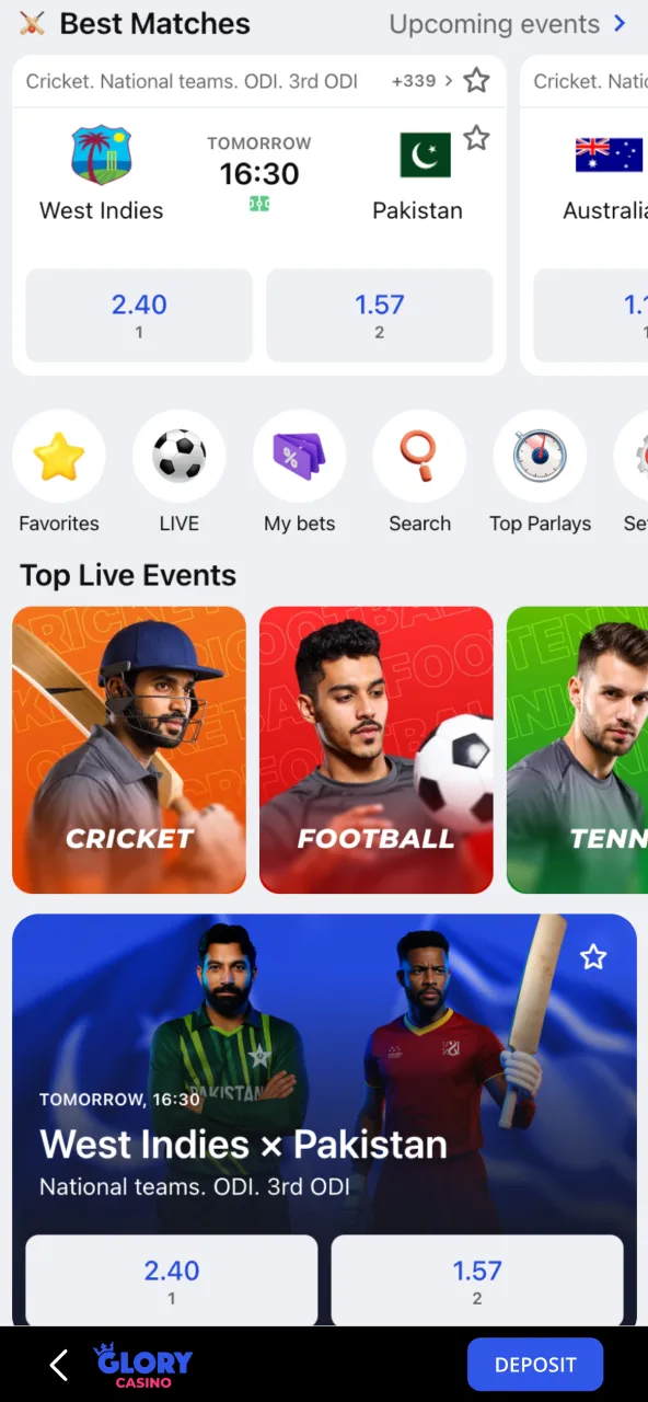 Choose your preferred sporting discipline to start exploring the odds.
