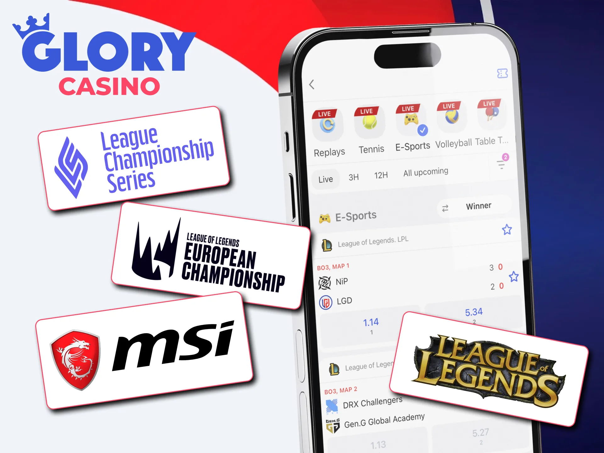 Get involved in the high-level strategy and fast action of League of Legends at Glory Casino.