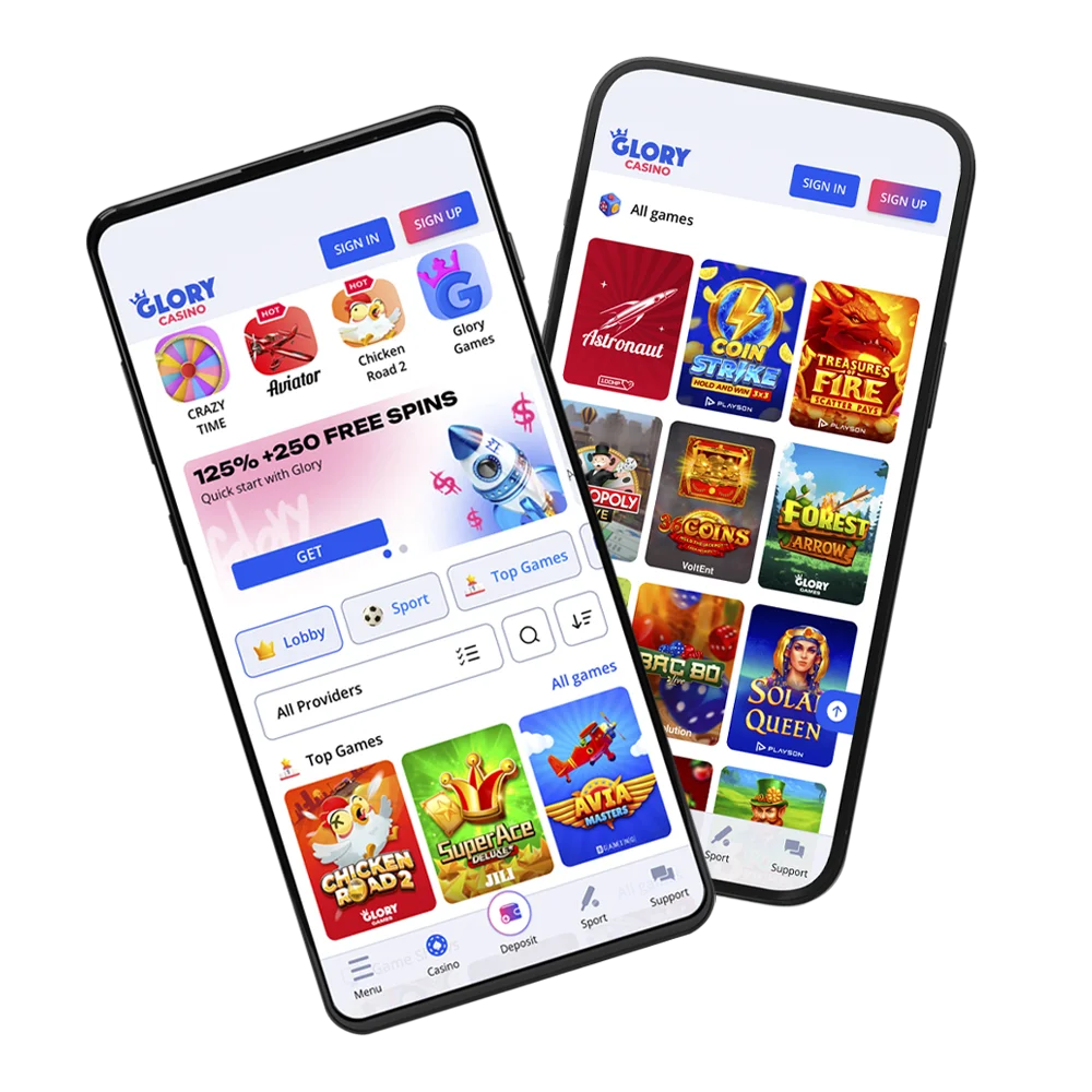 Play Glory Casino on the app.